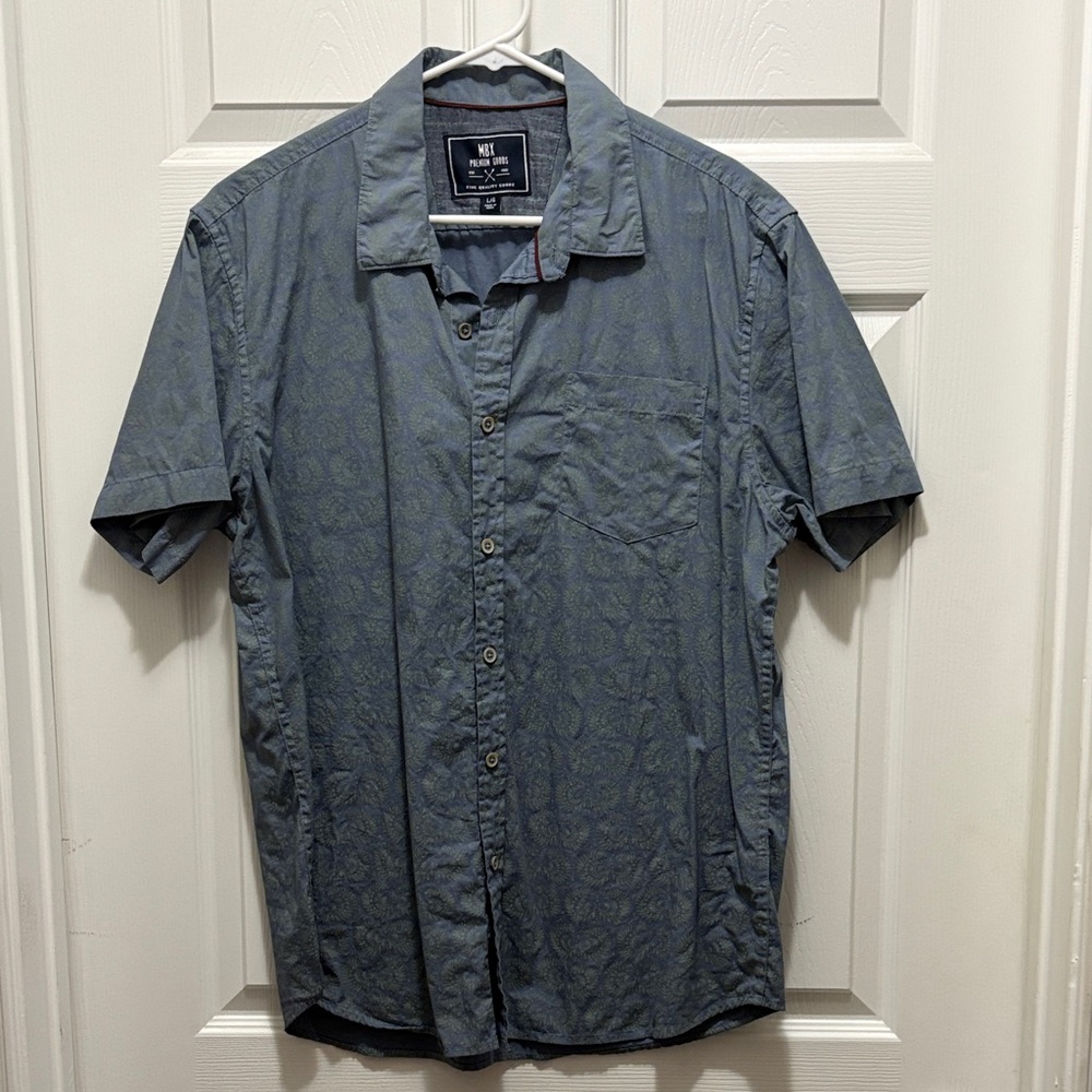 Men's Short Sleeve Button-Down Shirt - Blue